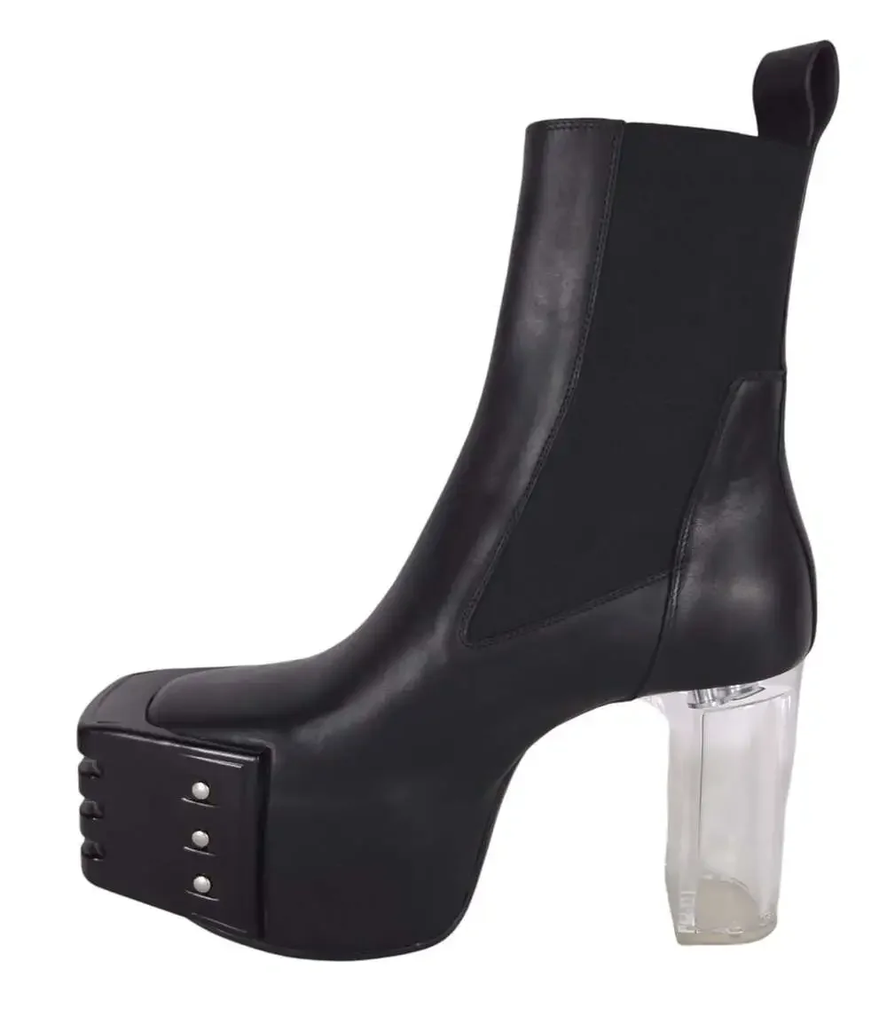 Rick Owens Grilled Kiss Boots US 8 EU 41 Mens Black Clear Transparent $2885